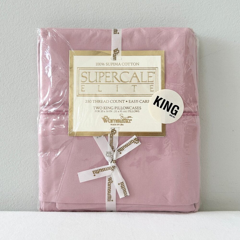 New! 2 WAMSUTTA Supercale Elite King Pillowcases Pink 250 TC 100% Supima Cotton